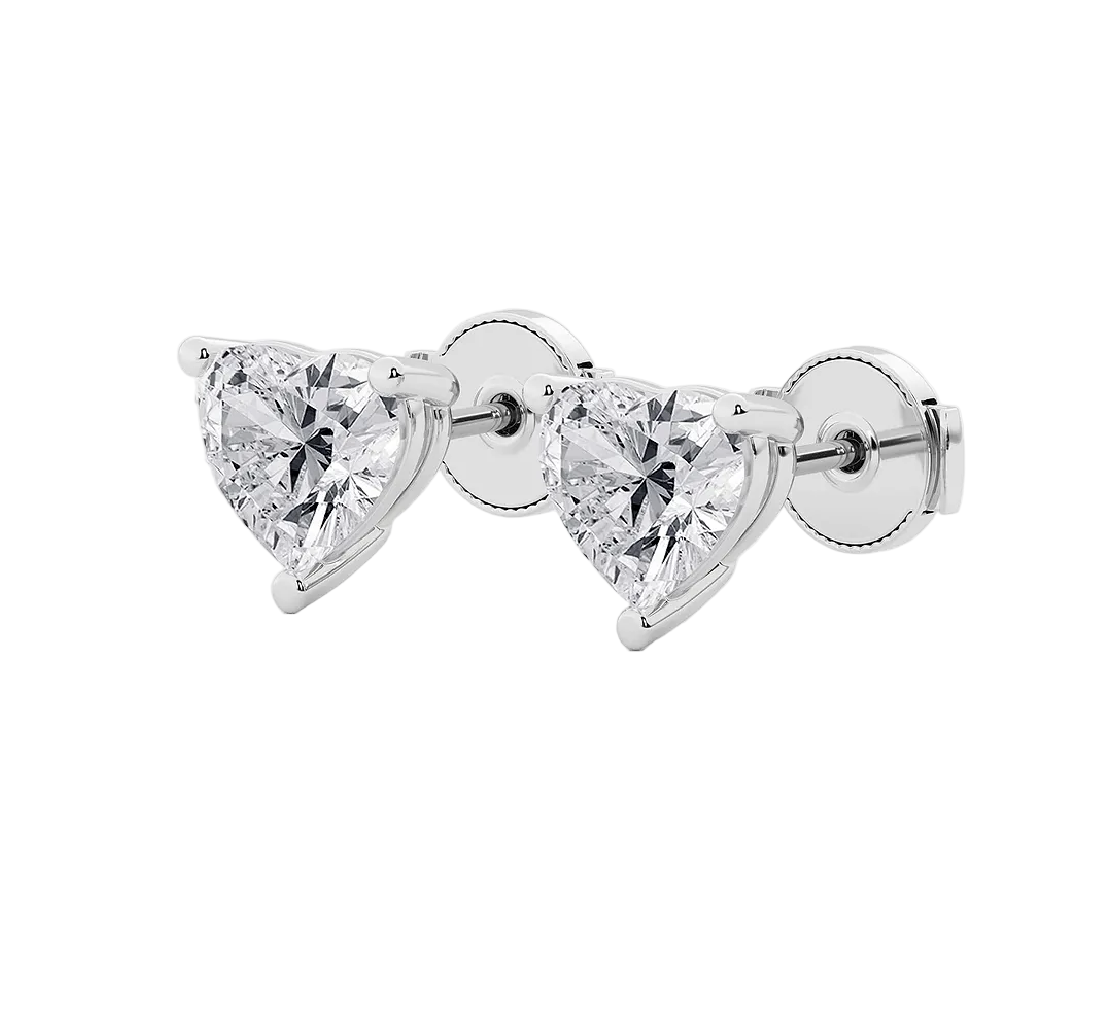 Diamond VVS Heart Shaped Stud Earrings 2.02ctw