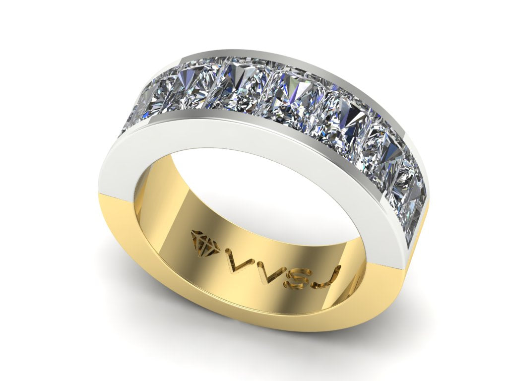 Custom Diamond 18KT Yellow Gold & White Gold Radiant Ring