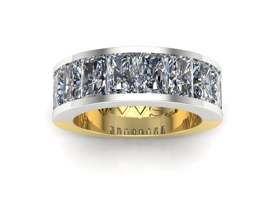 Custom Diamond 18KT Yellow Gold & White Gold Radiant Ring