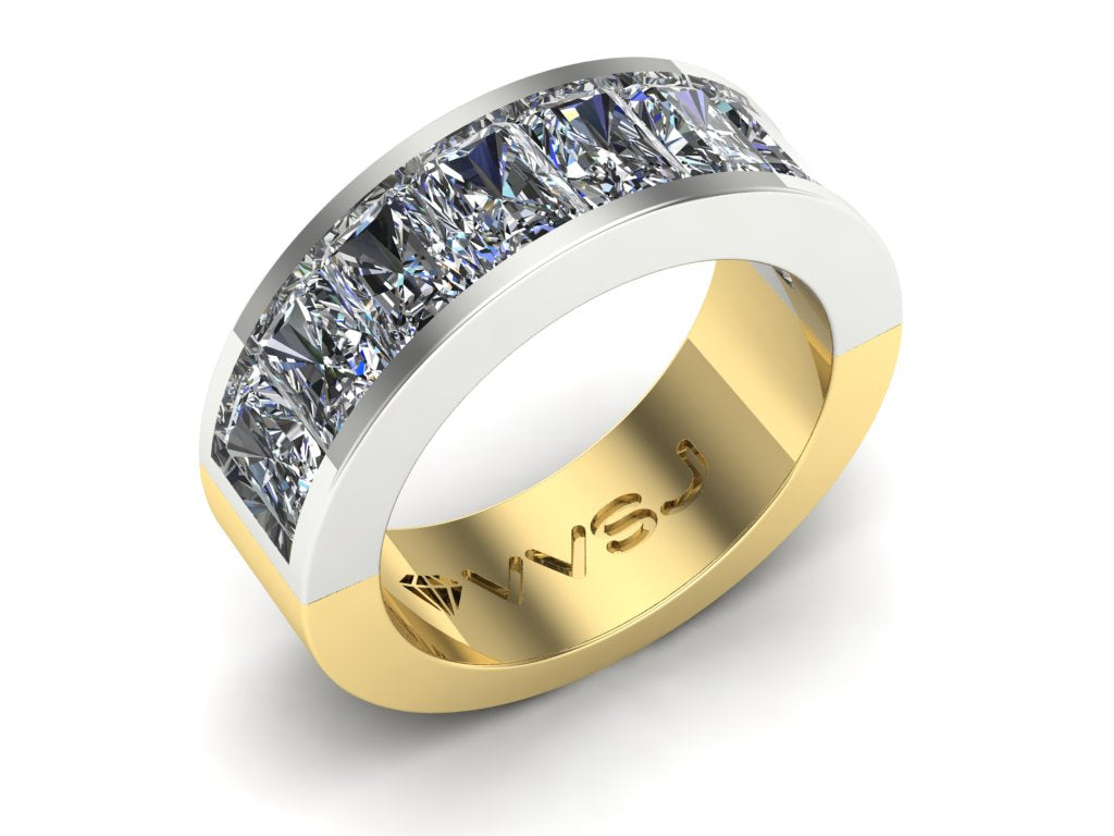 Custom Diamond 18KT Yellow Gold & White Gold Radiant Ring