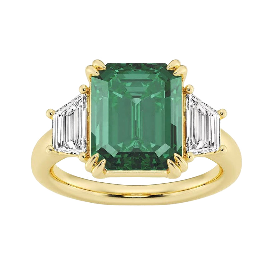 Green 3CT Emerald Cut Engagement Ring