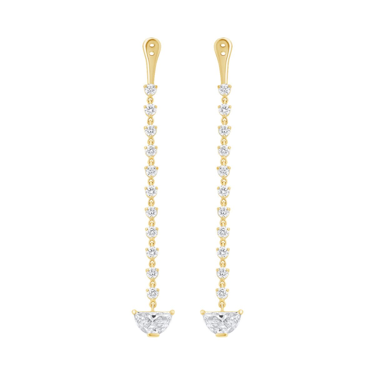 Crescent Line Drop Earrings — authentic catalog photograph on white
