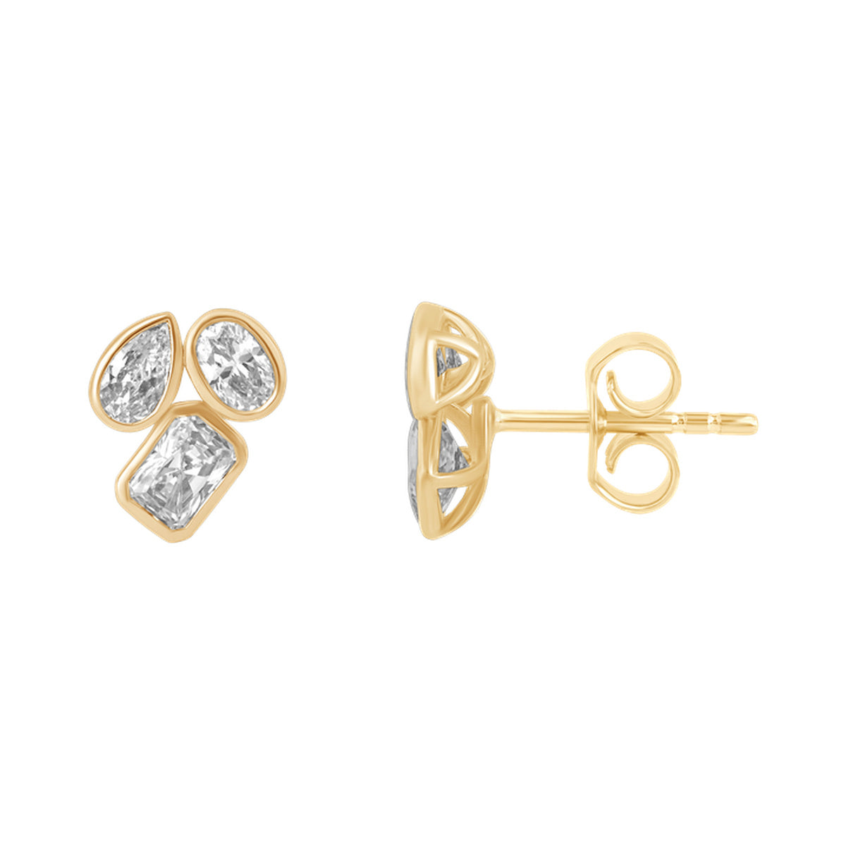 Mixed-Shape Bezel Trio Studs — authentic catalog photograph on white