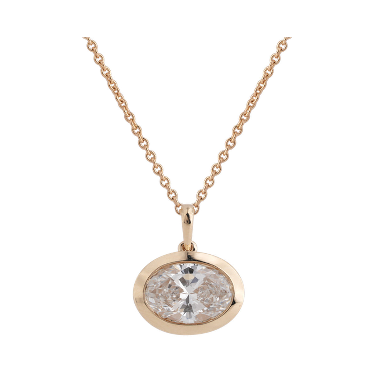 East-West Oval Bezel Necklace — authentic catalog photograph on white