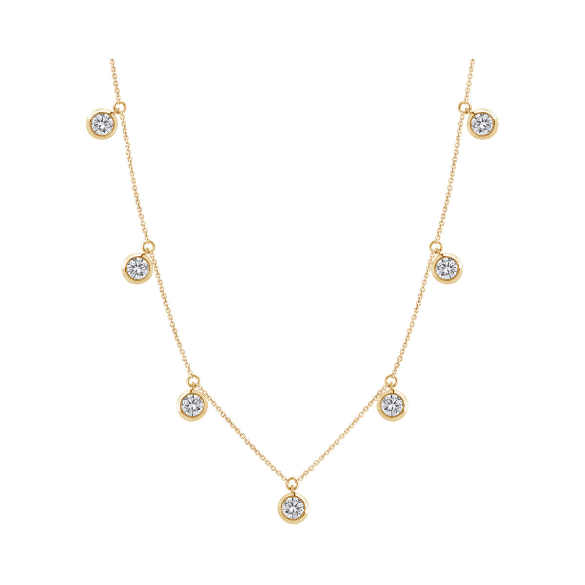 Round Bezel Drop Station Necklace — authentic catalog photograph on white