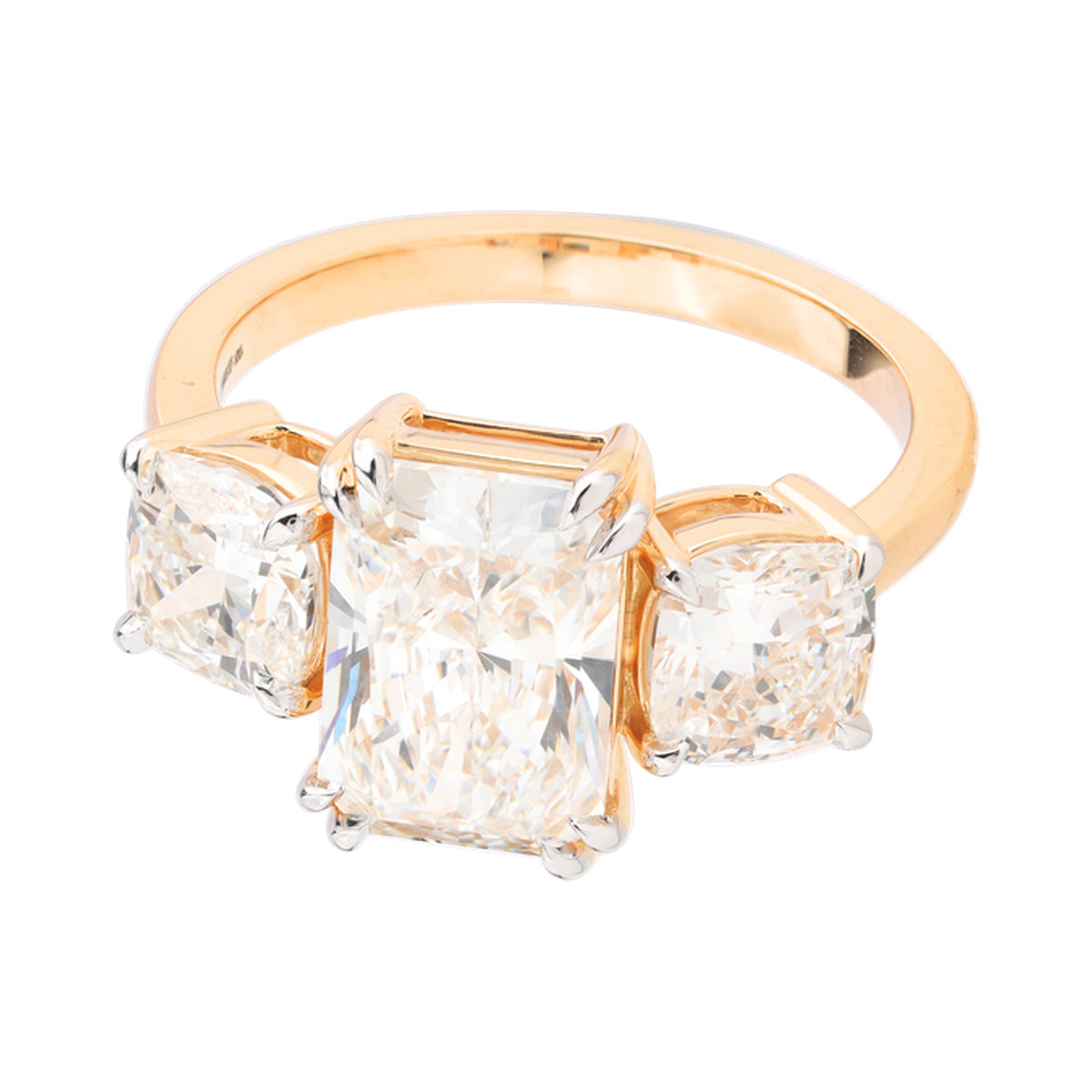 Rectangular Three-Stone Bridal Ring — authentic catalog photograph on white