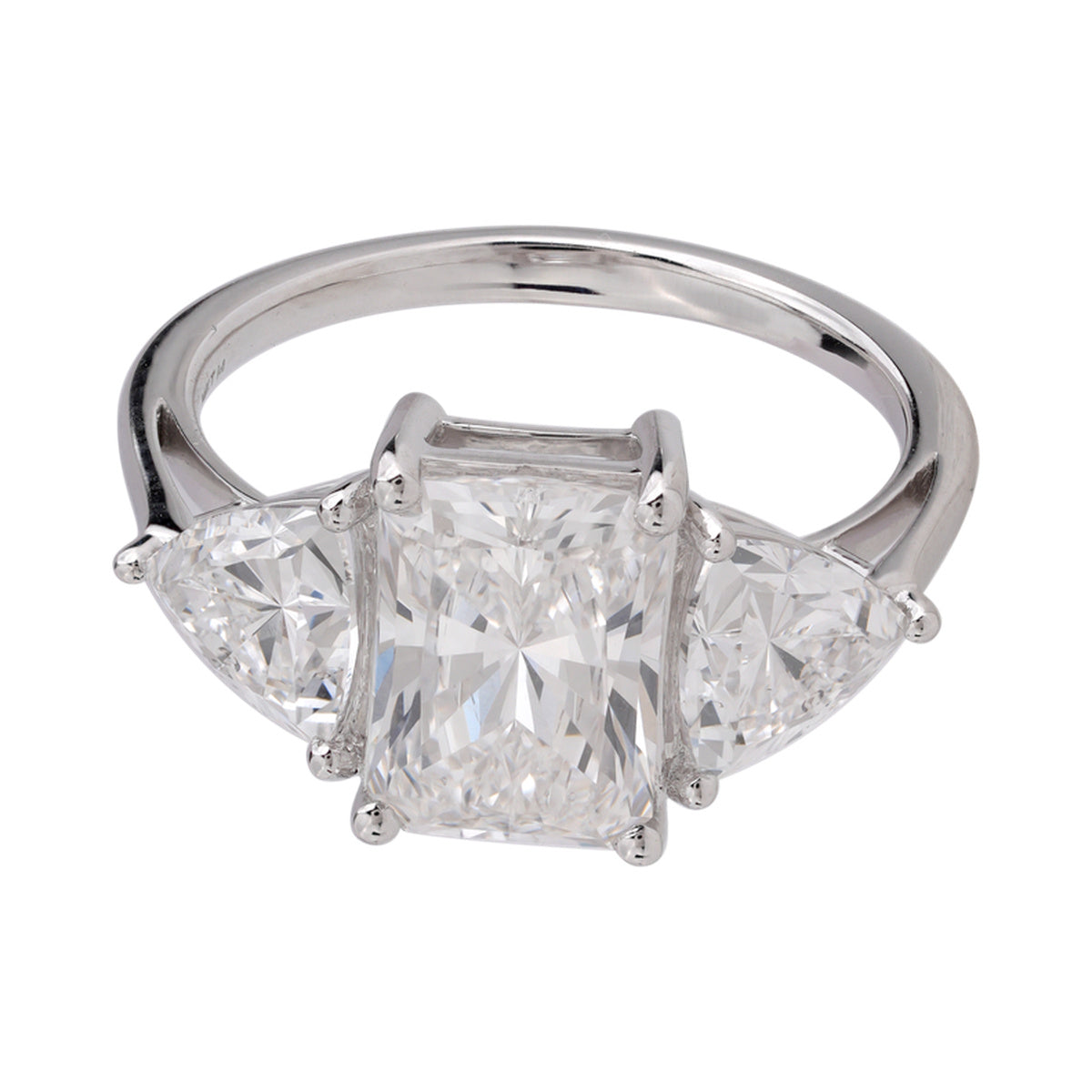 Rectangular Trilogy Bridal Ring — authentic catalog photograph on white