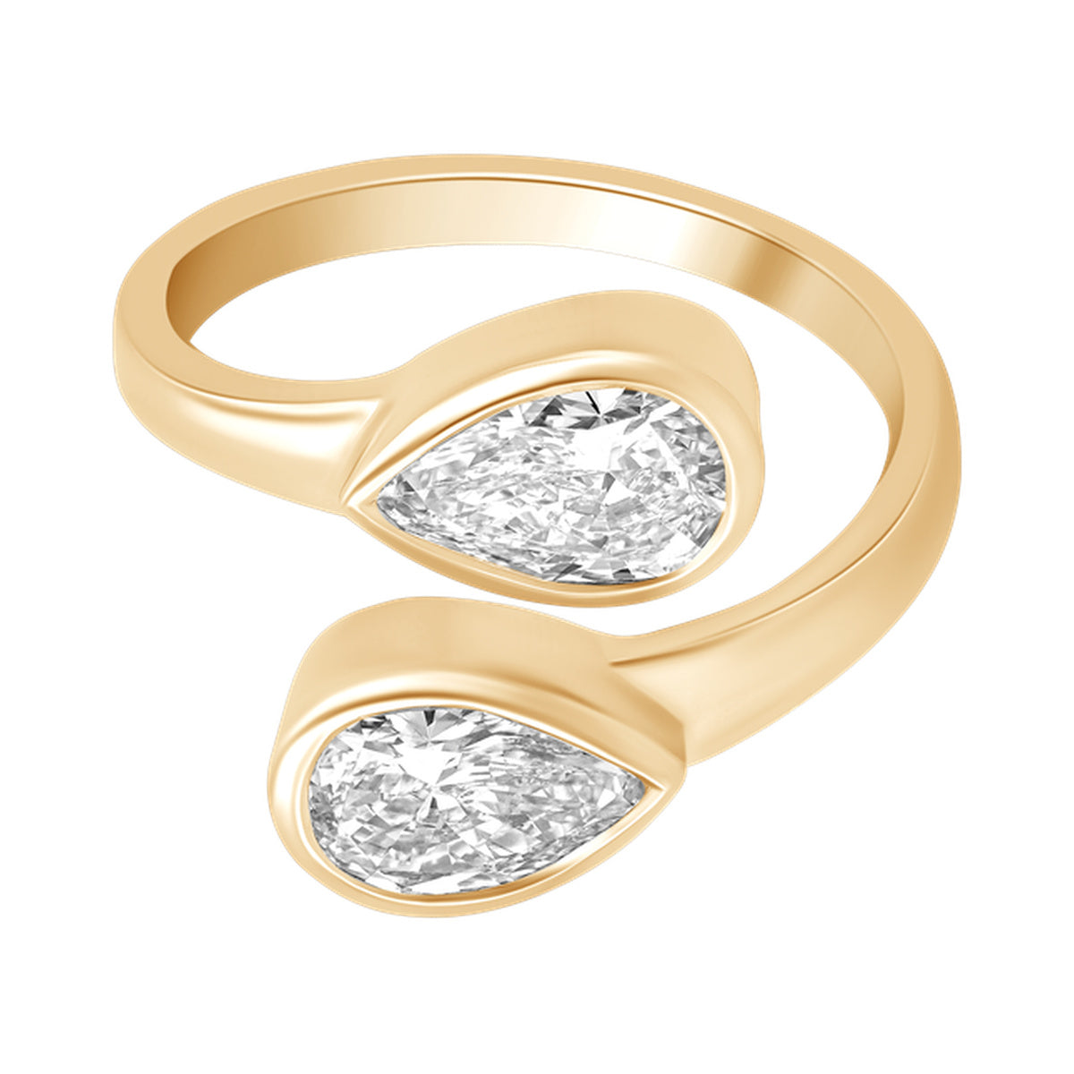 Twin Pear Bezel Ring — authentic catalog photograph on white