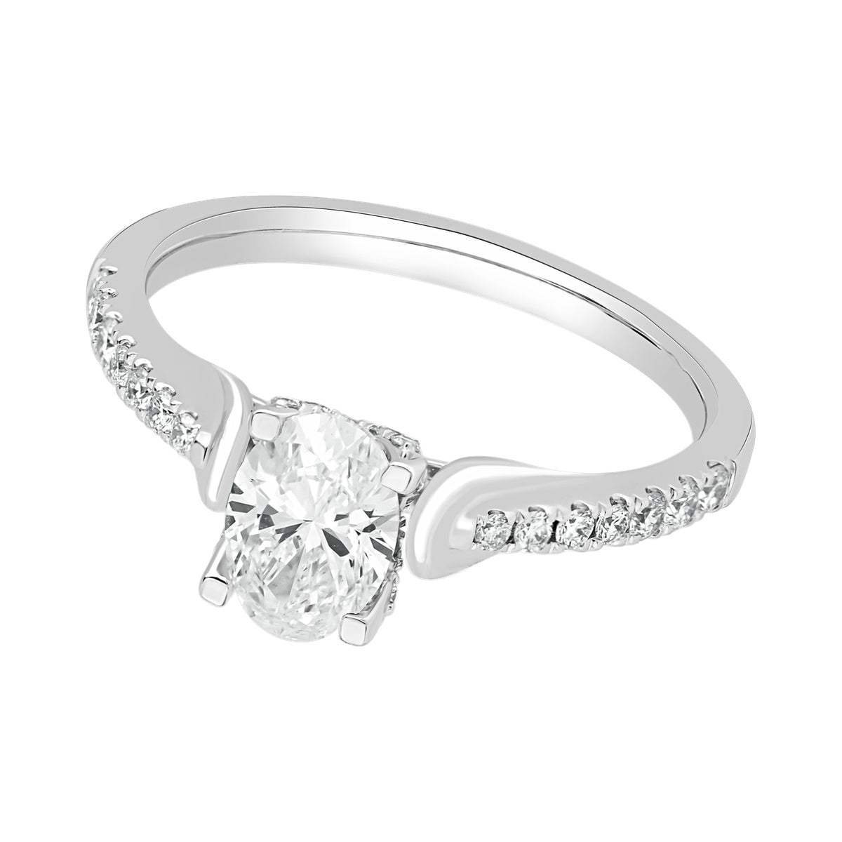 Oval Pavé Solitaire Ring — authentic catalog photograph on white