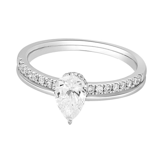 Pear Pavé Solitaire Ring — authentic catalog photograph on white