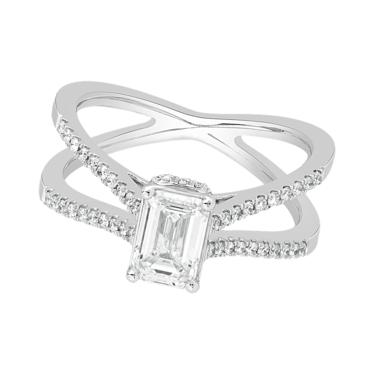 Emerald Crossover Ring — authentic catalog photograph on white